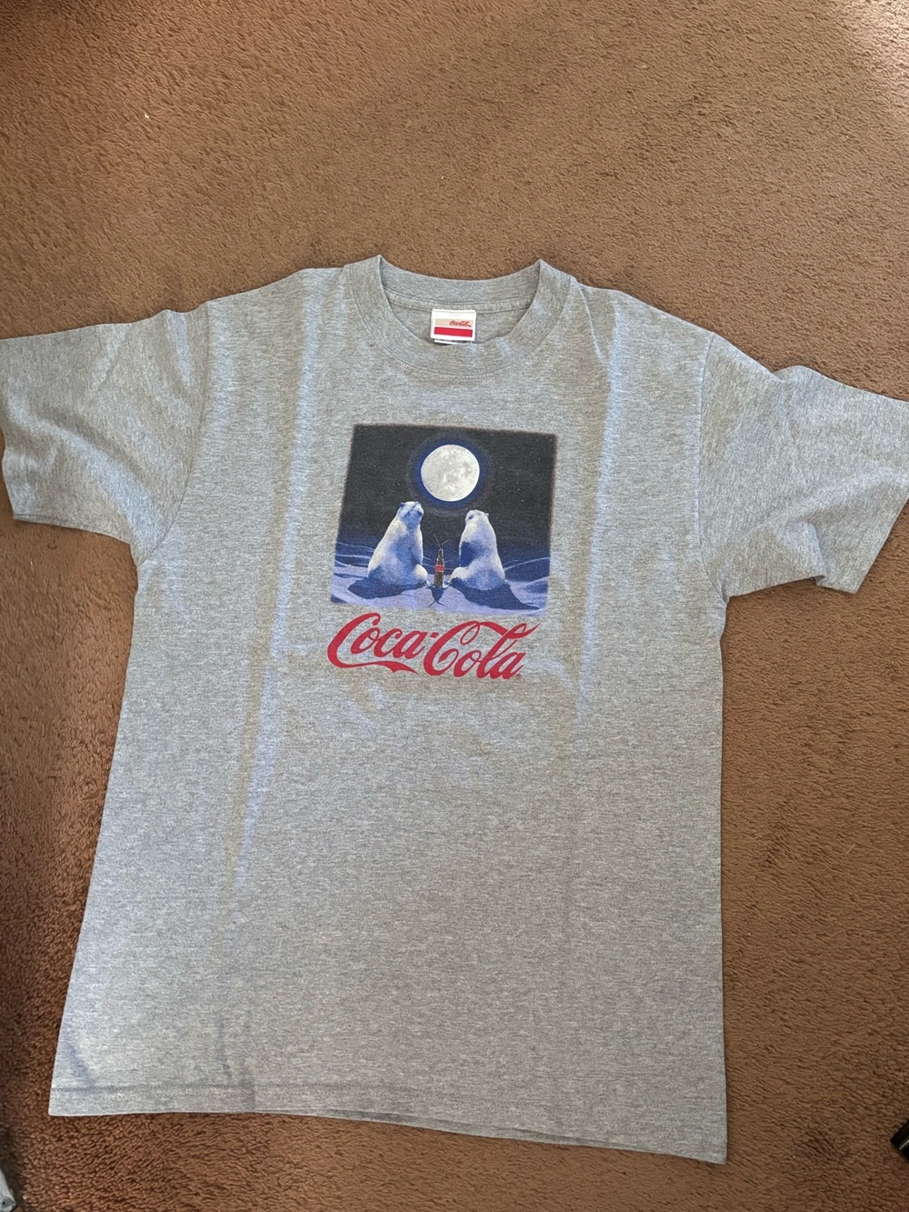 Coca-Cola Heather Gray Tee with Red Logo Tag
